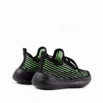 Мягкие кроссовки из текстиля чёрно-зелёного цвета